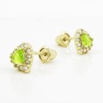 14K Yellow gold Heart cz stud earrings for Children/Kids web243 3