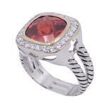 "Ladies .925 Italian Sterling Silver Ruby Red synthetic gemstone ring SAR56 6