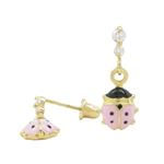 14K Yellow gold Bettle cz chandelier earrings for Children/Kids web497 1