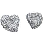 Womens .925 sterling silver Black and white heart earrings 4mm thick and 13mm wide Size 1