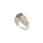 10k Yellow Gold Syntetic purple gemstone ring ajjr69 Size: 2 1