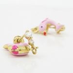 14K Yellow gold Dolphin cz chandelier earrings for Children/Kids web493 3