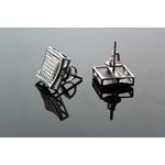 .925 Sterling Silver Black Square White Crystal Micro Pave Unisex Mens Stud Earrings 3