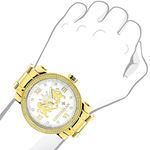 Phantom Yellow Gold Plated Genuine Diamond Watch for Men by Luxurman 0.12ct 3