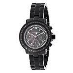 Luxurman Watches: Ladies Black Genuine Diamond Watch 2.15ct MOP Chronograph 1