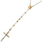 14K 3 TONE Gold HOLLOW ROSARY Chain - 28 Inches Long 4.04MM Wide 1