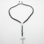 "Stainless Steel Rosary Necklace with Cross R138 ball 8 mm