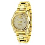 Iced Out Ladies Real Diamond Yellow Gold Plated Watch 1.5ct Tribeca by Luxurman 1