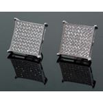 .925 Sterling Silver White Square White Crystal Micro Pave Unisex Mens Stud Earrings 1