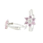 14K White gold Flower cz hoop earrings for Children/Kids web352 1