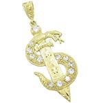 Mens 10k Yellow gold White gemstone snake S and knife charm EGP67 1