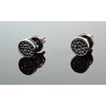 .925 Sterling Silver Black Circle Black Onyx Crystal Micro Pave Unisex Mens Stud Earrings 6mm 1