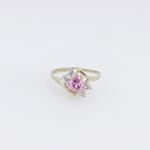 10k Yellow Gold Syntetic pink gemstone ring ajr53 Size: 8 3