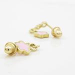 14K Yellow gold Flower cz chandelier earrings for Children/Kids web448 3