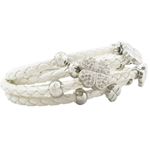 Womens White Band Flower Braided Bracelet CBBR1 8