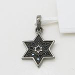 Womens Black star of david black cz pendant Silver36 3