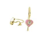 14K Yellow gold Heart cz hoop earrings for Children/Kids web71 1