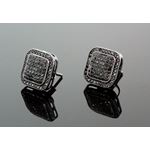 Sterling Silver Unisex Fashion Square Hand Set Stud Earrings ME0224d 1