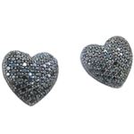 Womens .925 sterling silver Black heart earring 5mm thick and 11mm wide Size 1