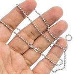 14K WHITE Gold SOLID BALL Chain - 24 Inches Long 2.3MM Wide 3