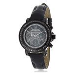 Ladies Large Black Real Diamond Watch 2.15ct LUXURMAN Watches Mother of Pearl 1