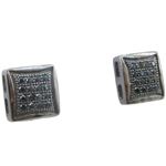 Mens .925 sterling silver Black 4 row square earring MLCZ159 3mm thick and 7mm wide Size 1