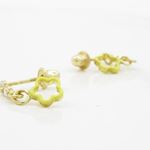 14K Yellow gold Open flower cz chandelier earrings for Children/Kids web454 3