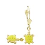 14K Yellow gold Tortoise chandelier earrings for Children/Kids web381 1
