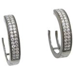 Womens .925 sterling silver Black and white hoop earring 2mm thick and 4mm wide Size 1