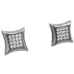 Mens .925 sterling silver Black and white 4 row square earring MLCZ199 3mm thick and 9mm wide Size 1