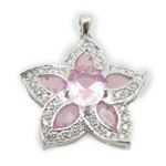 Ladies .925 Italian Sterling Silver Starfish Pendant with Pink Stone Length - 1.42in Width - 1.14in 