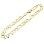 Mens 10k Yellow Gold diamond cut figaro cuban mariner link bracelet 8 inches long and 6mm wide 1