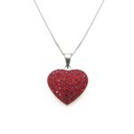 "Ladies .925 Italian Sterling Silver Red Stone Heart Pendant Length - 9.5in (Length- 22mm