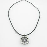 Unisex genuine leather braided crystal necklace pendant black jewish star pendant leather necklace 1