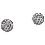 Mens .925 sterling silver Black and white round earring 3 MLCZ239 2mm thick and 7mm wide Size 1