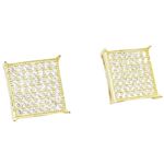 Mens .925 sterling silver Yellow 7 row square earring MLCZ17 2mm thick and 10mm wide Size 1