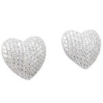 Womens .925 sterling silver White heart earring 5mm thick and 13mm wide 1