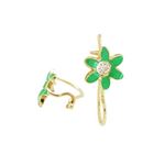 14K Yellow gold Flower cz hoop earrings for Children/Kids web44 1