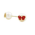 14K Yellow gold Butterfly pearl stud earrings for Children/Kids web80 1