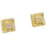 Mens .925 sterling silver Yellow 5 row square earring MLCZ133 4mm thick and 7mm wide Size 1