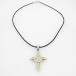 Unisex genuine leather braided crystal necklace pendant fancy jewelry 9 stone cross leather necklace