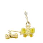14K Yellow gold Butterfly cz chandelier earrings for Children/Kids web384 1