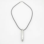 Mens Genuine Leather Braided Crystal Necklace Pend