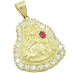 Mens 10k Yellow gold Red and white gemstone mary charm EGP73 1