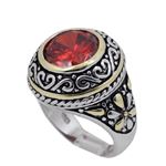 "Ladies .925 Italian Sterling Silver Ruby Red synthetic gemstone ring SAR46 6