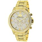 LUXURMAN ICED OUT MENS DIAMOND WATCH 3CT YELLOW GOLD PLATED LIBERTY 1