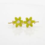 14K Yellow gold Flower cz hoop earrings for Children/Kids web37 3
