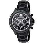 Luxurman Mens Black Real Diamond Watch 0.5ct Interchangeable Leather Straps 1