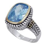 "Ladies .925 Italian Sterling Silver Baby blue synthetic gemstone ring SAR27 6
