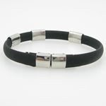 Stainless Steel and Black Rubber Bracelet With Cross 3